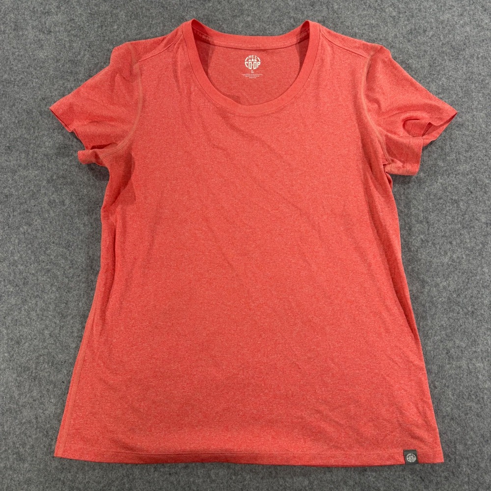 REI Co-op Womens Active Tee Shirt Heathered Coral Red Short Sleeve Size L